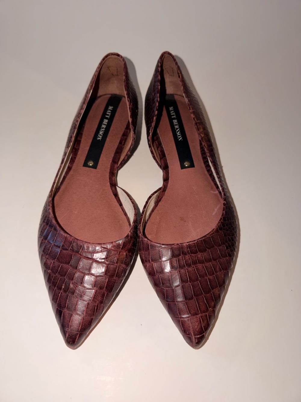 Matt Bernson Women's Pointed Toe D'Orsay Flats in Dark Burgundy Size 9M